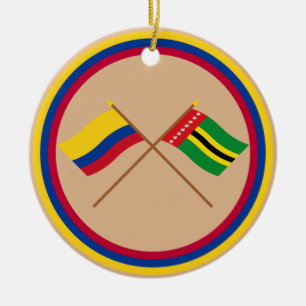 Ornement Rond En Céramique La Colombie et les drapeaux croisés par Santander