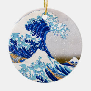 Ornement Rond En Céramique La grande vague outre de Kanagawa, Hokusai
