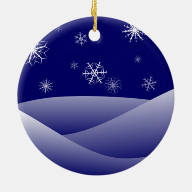 ORNEMENT ROND EN CÉRAMIQUE LA SCÈNE DE NEIGE D'HIVER (Dos)