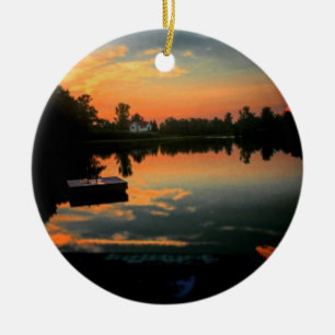 Ornement Rond En Céramique La vie est meilleure au lac