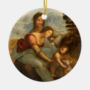 Ornement Rond En Céramique La Vierge et l'enfant avec St Anne par da Vinci