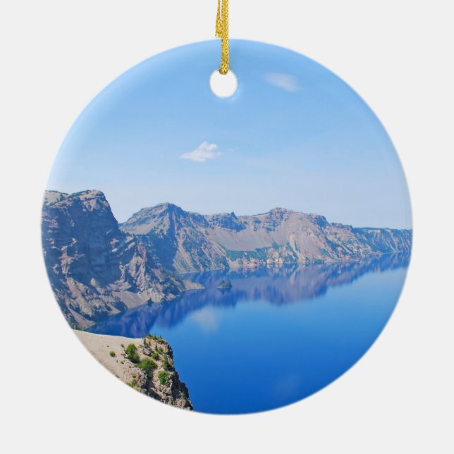 Ornement Rond En Céramique Lac crater de panorama (Dos)