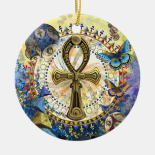 Ornement Rond En Céramique L'Ankh