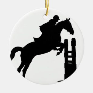 Ornement Rond En Céramique Le cheval sautent la silhouette