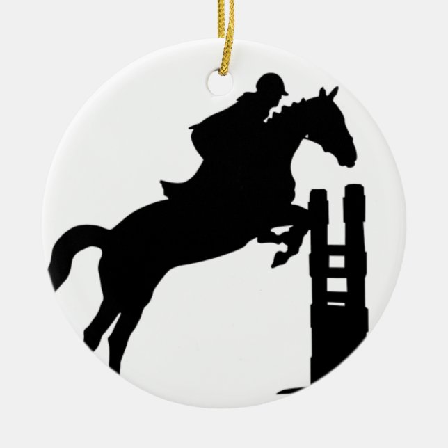 Ornement Rond En Céramique Le cheval sautent la silhouette (Devant)