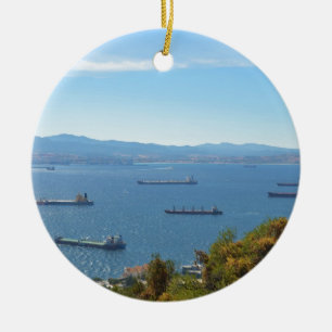 Ornement Rond En Céramique Le Gibraltar Anchorage d'en haut