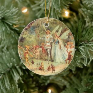Ornement Rond En Céramique Le Mariage de Thumbelina et du Prince, Contes de F