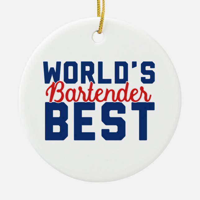 Ornement Rond En Céramique Le meilleur barman du monde (Devant)
