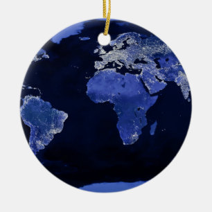 Ornement Rond En Céramique Le monde la nuit - carte, l'espace