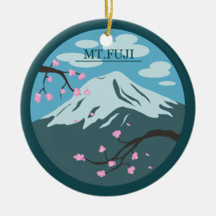 Ornement Rond En Céramique Le mont Fuji