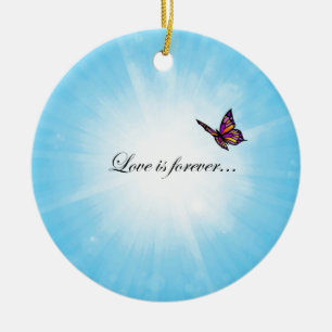 Ornement Rond En Céramique Le papillon "AMOUR est Forever "