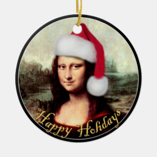 Ornement Rond En Céramique Le Père Noël de Mona Lisa