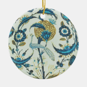 Ornement Rond En Céramique Le plat d'Iznik peint avec un paon était perché