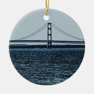 Ornement Rond En Céramique Le pont Mackinac