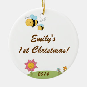 Ornement Rond En Céramique Le ressort gaffent l'ornement nommé personnalisé
