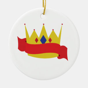Ornement Rond En Céramique Le Roi Crown Ribbon
