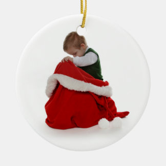 Ornement Rond En Céramique Le sac de Père Noël