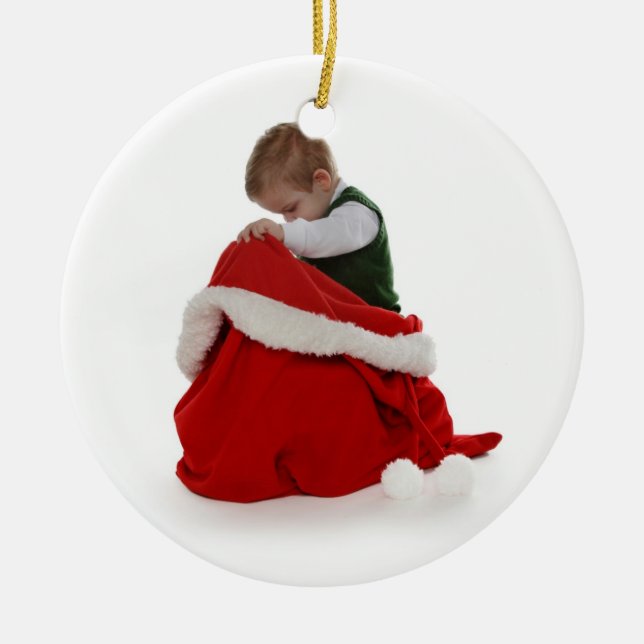 Ornement Rond En Céramique Le sac de Père Noël (Devant)