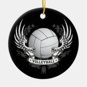 Ornement Rond En Céramique Le volleyball s'envole l'ornement