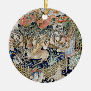Ornement Rond En Céramique Les cerfs communs à ailes (tapisserie)