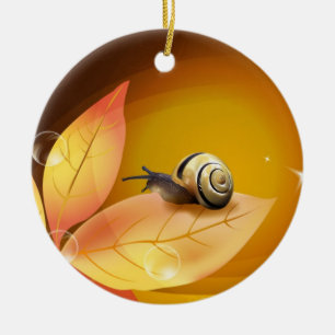 Ornement Rond En Céramique L'escargot curieux