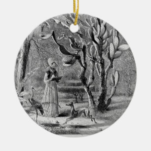 Ornement Rond En Céramique Lévrier dans le jardin 1872 - l'Amérique