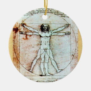 Ornement Rond En Céramique L'HOMME VITRUVIEN - Parchemin antique