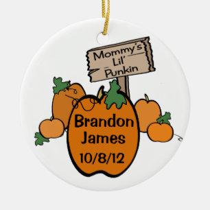 Ornement Rond En Céramique Lil' Punkin de maman