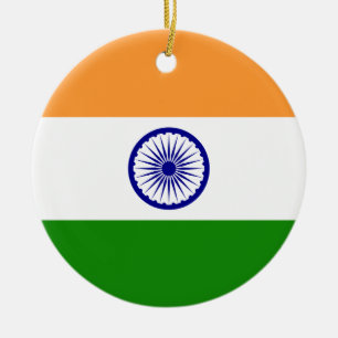 Ornement Rond En Céramique L'Inde - drapeau national indien