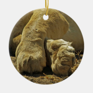 Ornement Rond En Céramique Lion Paws
