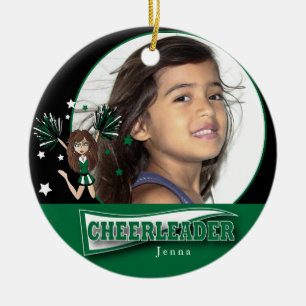 Ornement Rond En Céramique Little Pom-pom girl - do-it-yourself photo - Vert 
