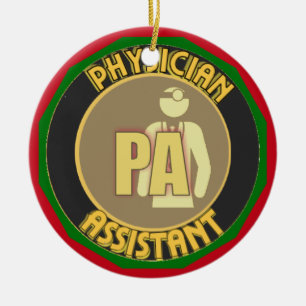 ORNEMENT ROND EN CÉRAMIQUE LOGO D'ASSISTANT PHYSICIEN PA