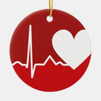 Ornement Rond En Céramique Logo de coeur