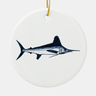 Ornement Rond En Céramique Logo de Marlin blanc
