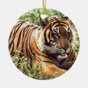 Ornement Rond En Céramique L'Ornement des Fêtes de Tigre