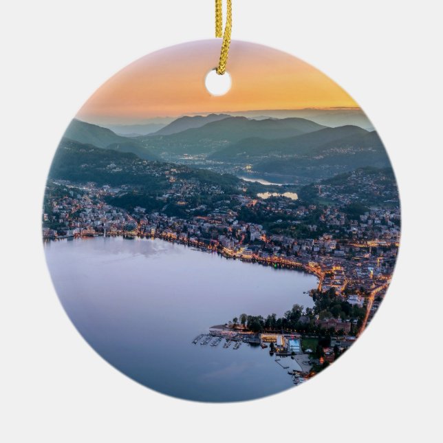 Ornement Rond En Céramique Lugano Suisse (Devant)