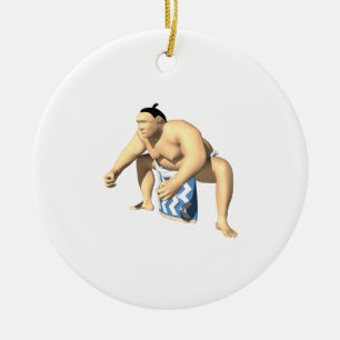 Ornement Rond En Céramique Lutteur 3 de sumo