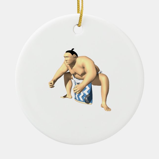 Ornement Rond En Céramique Lutteur 3 de sumo (Devant)