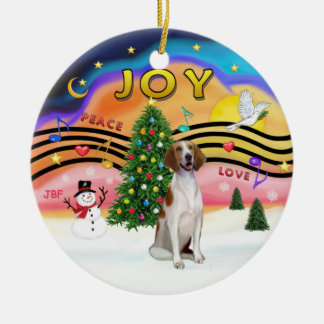 Ornement Rond En Céramique Magie de Noël - American Foxhound