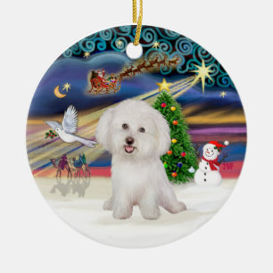 Ornement Rond En Céramique Magie de Noël - Bichon frisé #7
