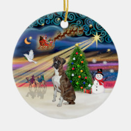Ornement Rond En Céramique Magie de Noël - Boxer (Brindle-natural)