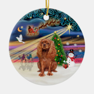 Ornement Rond En Céramique Magie de Noël - Cavalier (rubis 11)