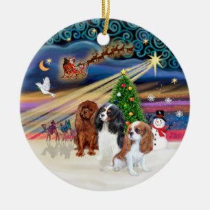 Ornement Rond En Céramique Magie de Noël - Cavaliers (trois)