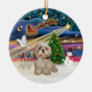Ornement Rond En Céramique Magie de Noël - Chih Tzu (Y)