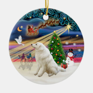 Ornement Rond En Céramique Magie de Noël - Kuvasz