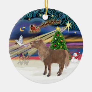 Ornement Rond En Céramique Magie de Noël - Pony Shetland