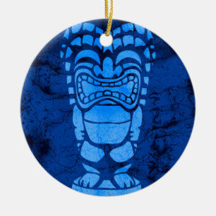Ornement Rond En Céramique Makapuu Beach Hawaiian riant Tiki Batik