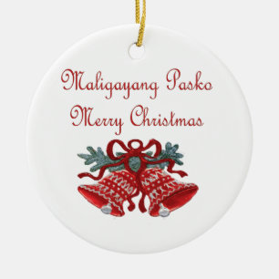 Ornement Rond En Céramique Maligayang Pasko