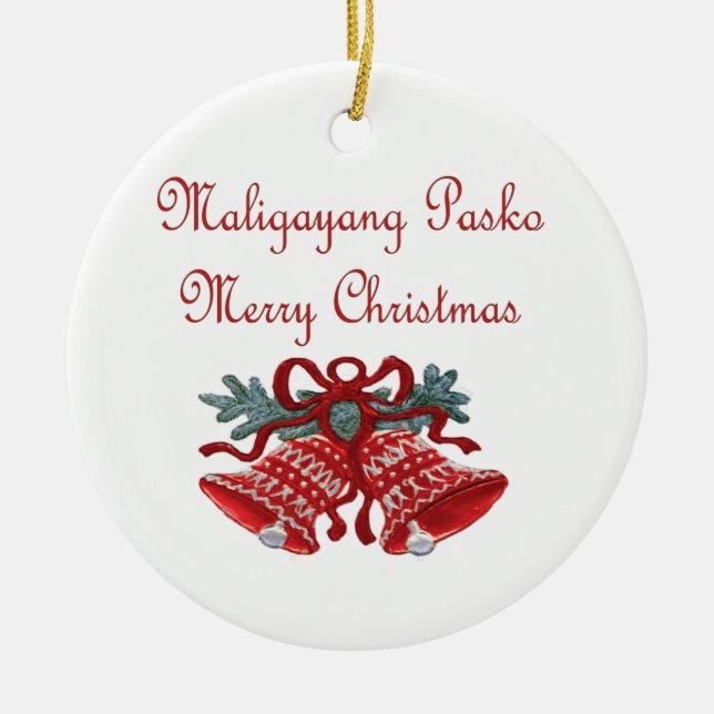 Ornement Rond En Céramique Maligayang Pasko (Devant)