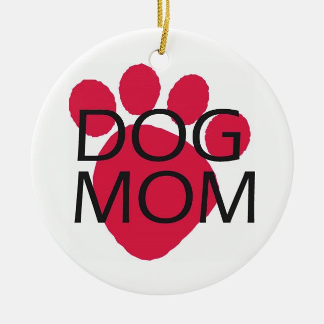 Ornement Rond En Céramique Maman de chien (Devant)